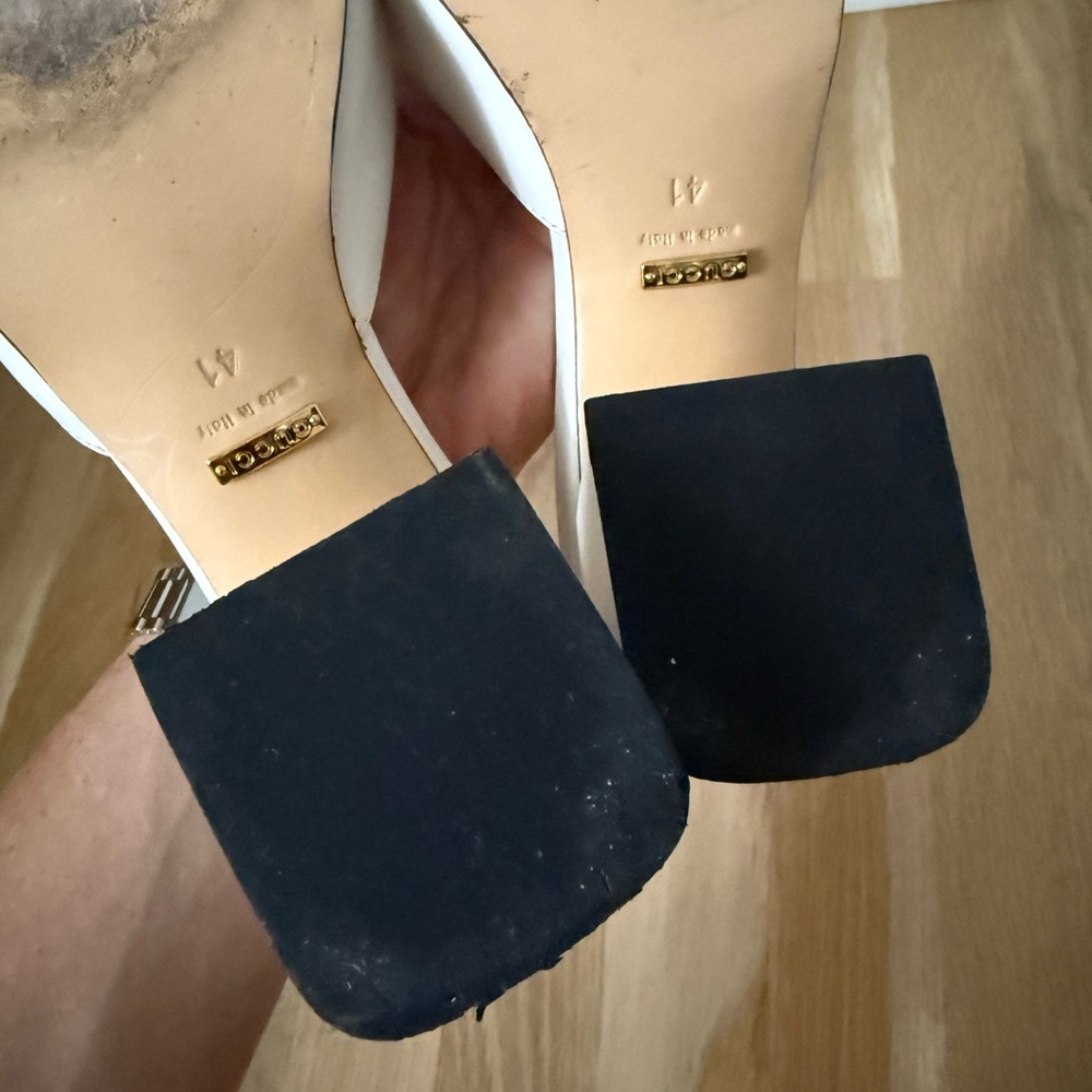 Gucci Nappa Horsebit 75mm Slide Sandals White - Picture 6 of 10